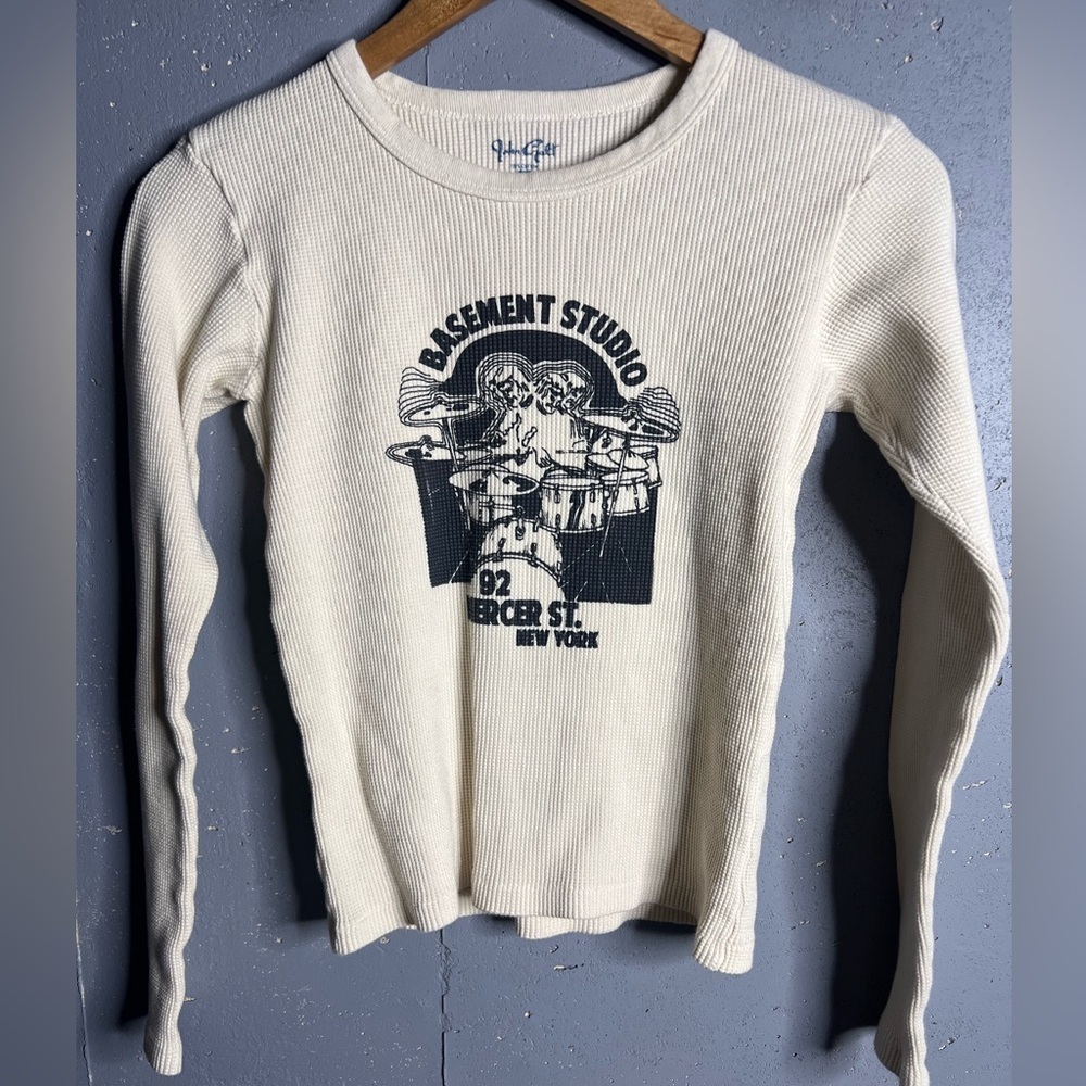 Brandy Melville Cream Tori Basement Studio Thermal Long Sleeve Top